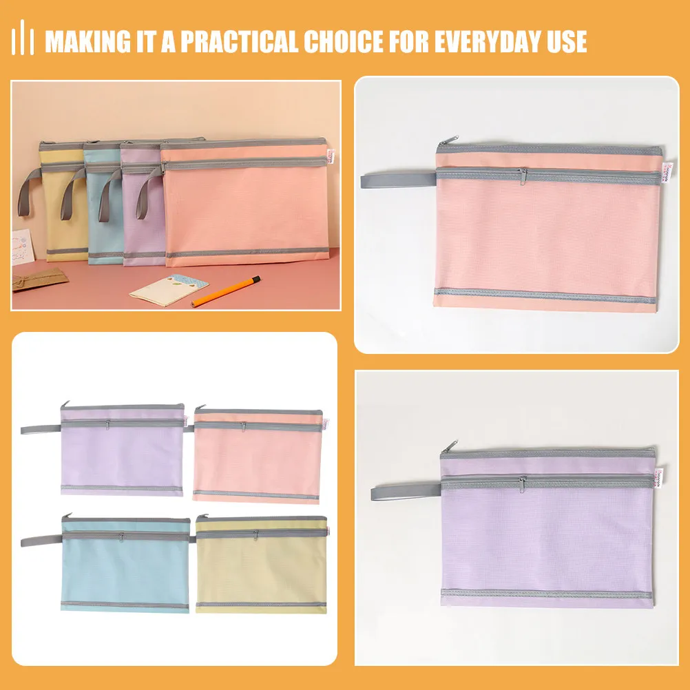 Document File Bags 4 Pack Large Capacity Clear Zipper Organizer Pouches for Office School Storage