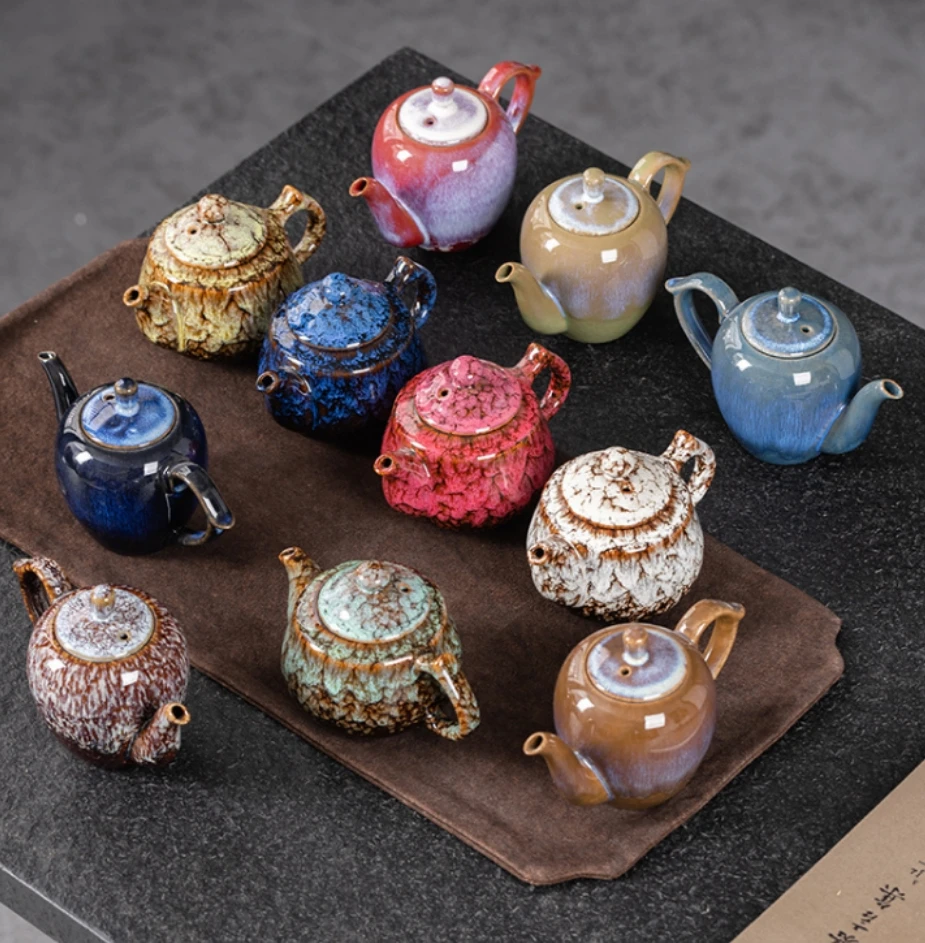 Retro kiln turned tea pot, Chinese style tea pot, dragon handle pot, Kung Fu tea set, tea maker