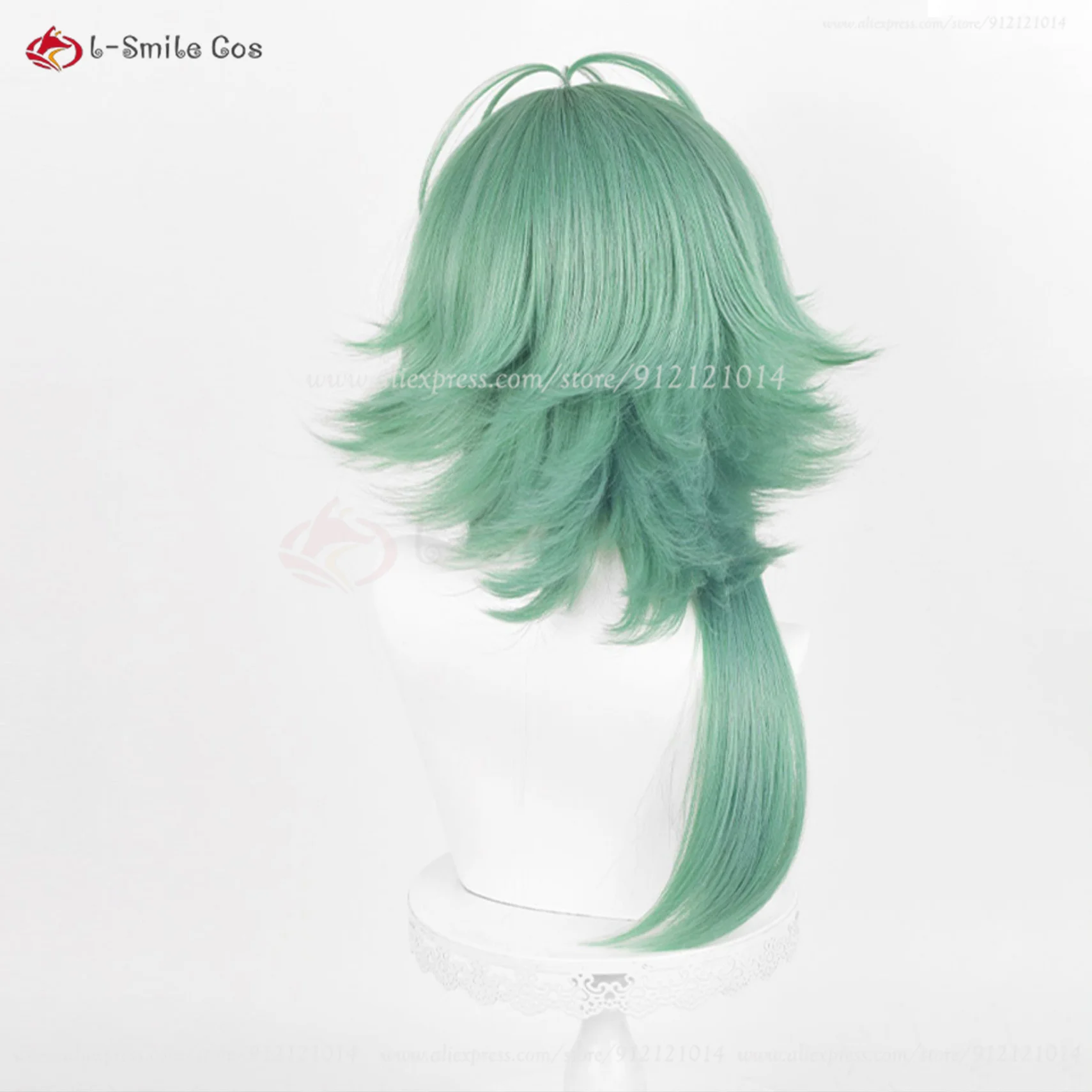 Peluca de Cosplay de Anime Heartsteel Ezreal, peluca de cuero cabelludo verde de 60cm de largo, cabello sintético resistente al calor y gorro de peluca