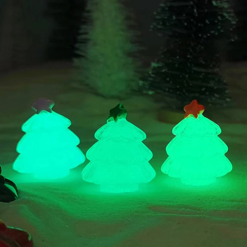 Luminous Christmas Tree Ornament Plants Micro Landscape Figure Glowing Miniature Statue Potted Mini Garden Accessories