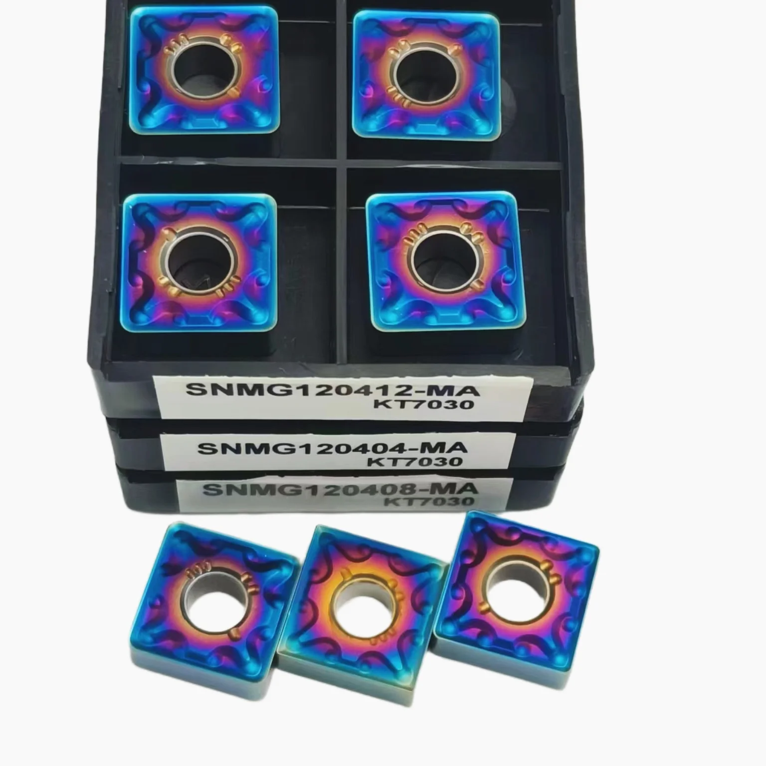 Inserção de carboneto azul nano, torneamento cilíndrico metálico, Ferramenta de torno CNC, Corte SNMG, SNMG120404 SNMG120408 SNMG120412 MA KT7030