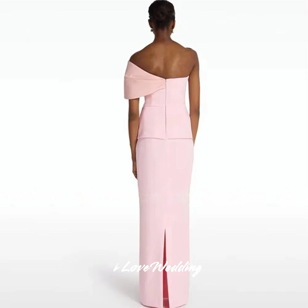 Robe de soirée rose asymétrique épaule dénudée, en Satin, dos ouvert, plissée, sirène, élégante, longueur au sol, fendue, robe de soirée de mariage, personnalisée, 2025