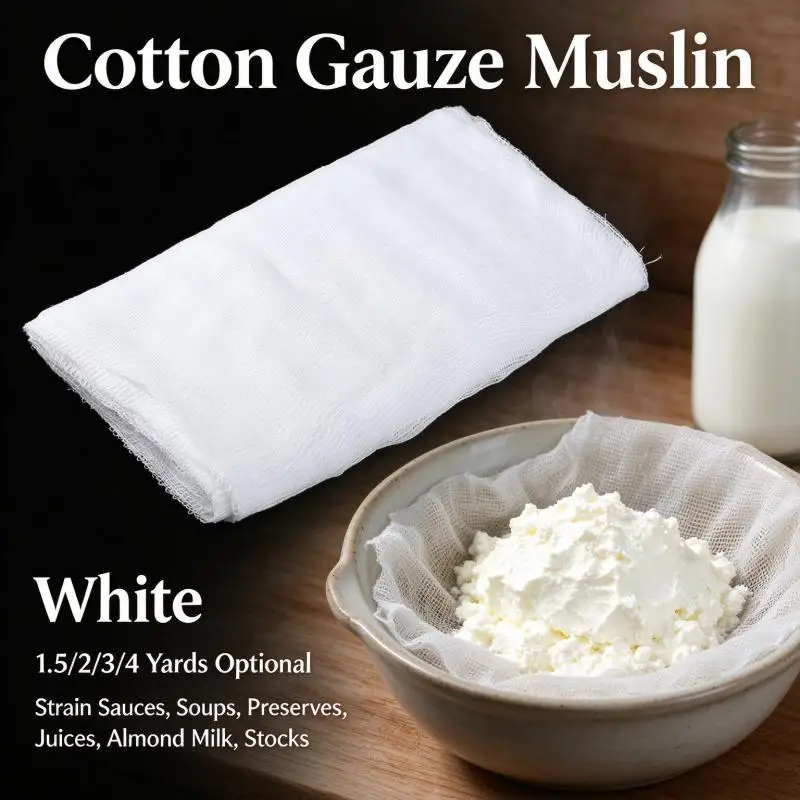 1.5/2/3/4yards Precut Unbleached Cheesecloth Muslin Cloth Reusable Strainer for Cheese Making Cooking Baking Juicing Nut Milk