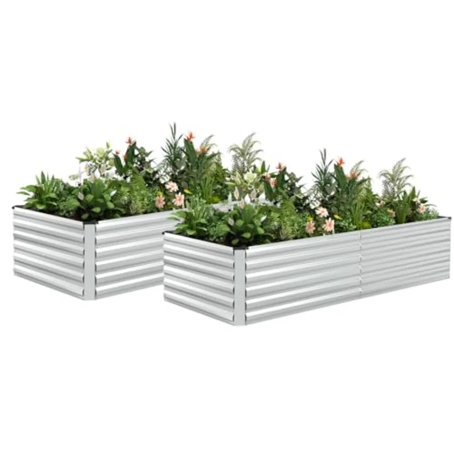 

Уличная приподнятая грядка 8x4x2 фута, большая металлическая клумба для овощей, цветов, трав, фруктов и суккулентов, черная, 2 шт.