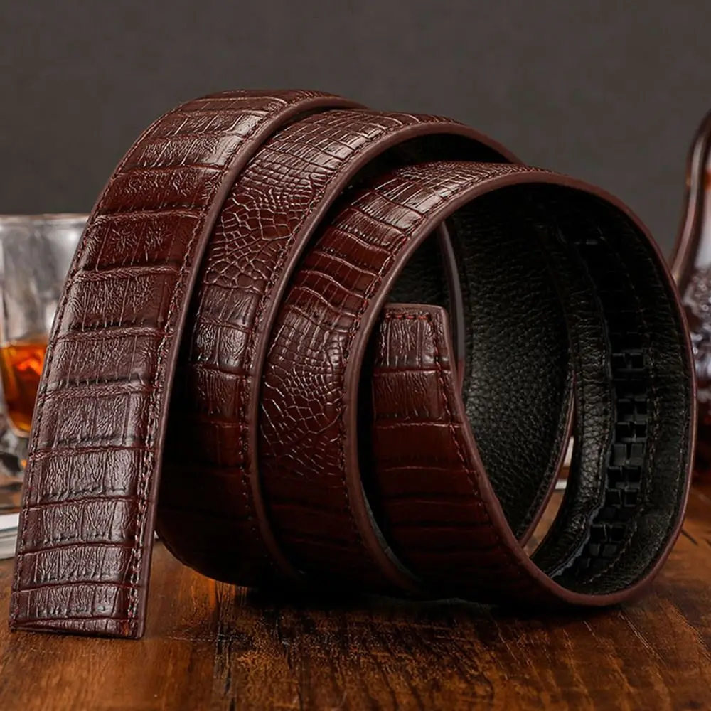 Cowhide Replacement Craft DIY Non-porous Crocodile Pattern Girdle 3.5cm Waistband Classic Waistband Genuine Leather Belt