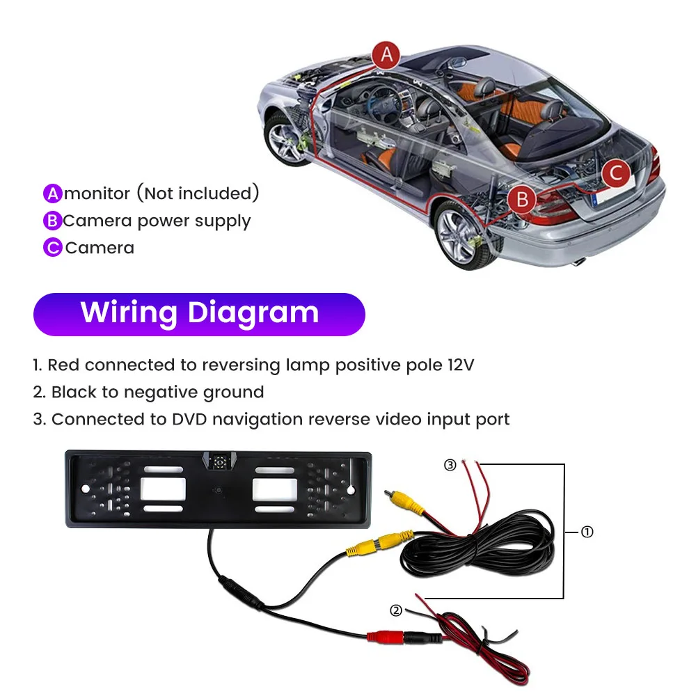 الأوروبي إطار لوحة الرخصة سيارة كاميرا الرؤية الخلفية 8LED ضوء عالية الوضوح مقاوم للماء للرؤية الليلية عكس كاميرا احتياطية