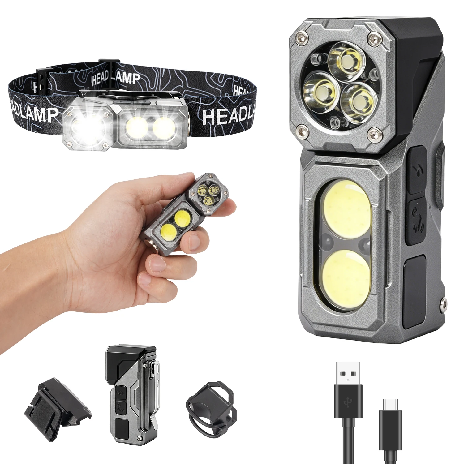 SD-T139-Q Magnetic Back Clip LED Head Lamp Motion Sensor Switch 3XPE Spotlight 2COB Floodlight Long Endurance Head Torch.