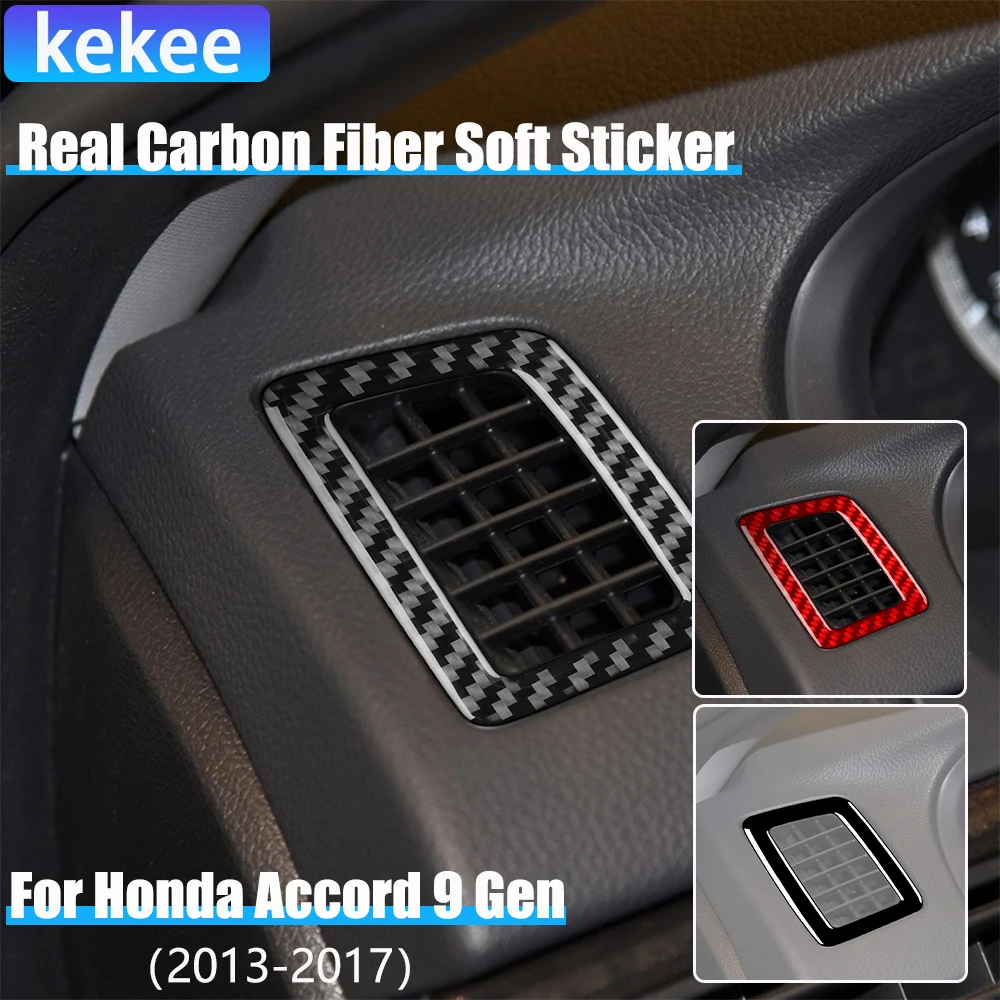 

Real Carbon Fiber Car Accessories Dashboard Air Vent Modified Cover Soft Sticker For Honda Accord 9th Gen 2014 2015 2016 2017