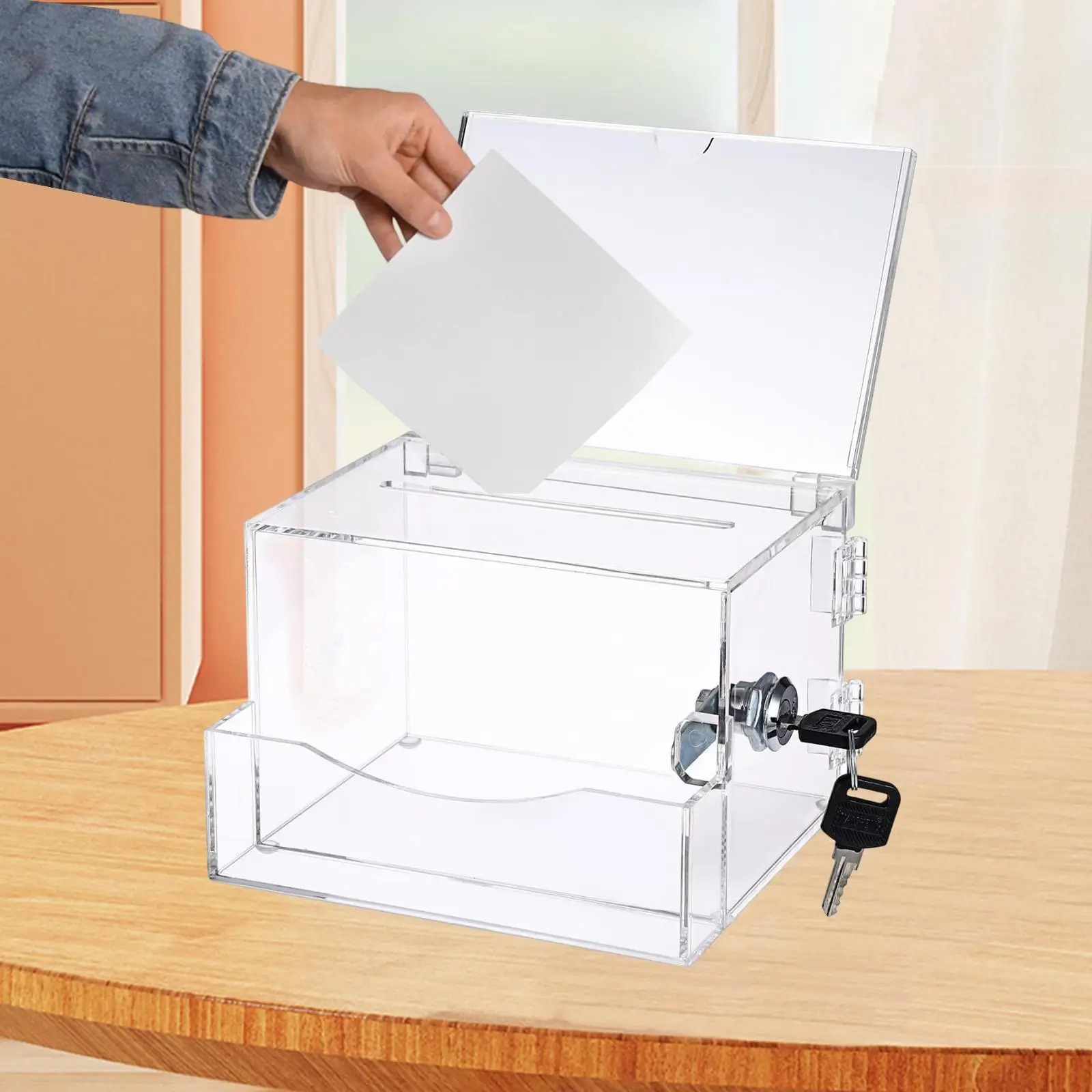 Acrylic Donation Box Raffle Box Vote Box Business Charity Donation Collection Multifunctional Office School with Lock Ballot Box