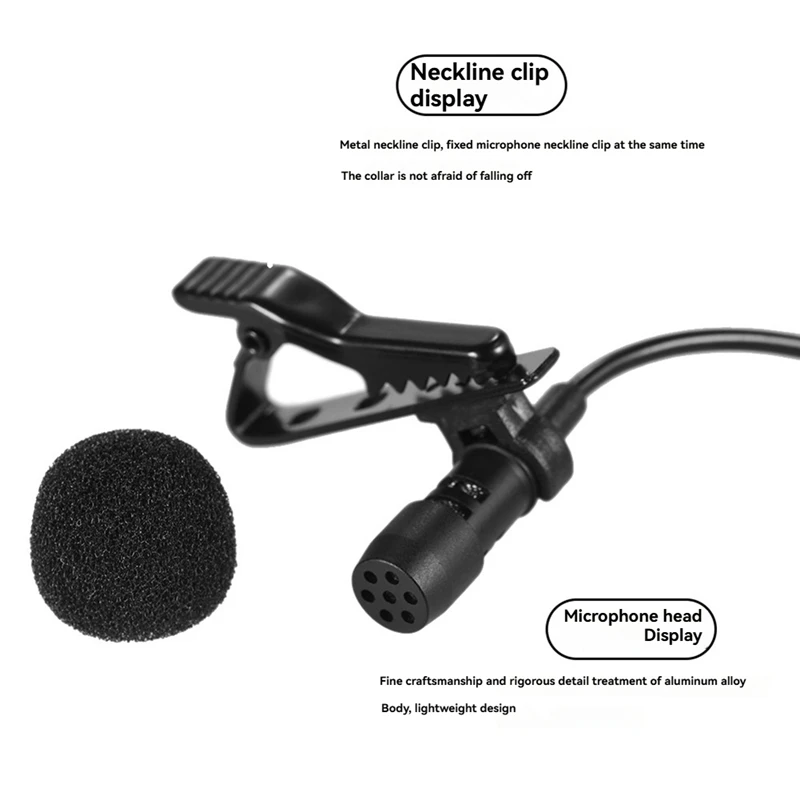 150Cm Clip-On Microphone Portable Mini Clip-On Omni-Directional Stereo USB Microphone Suitable For PC Computer