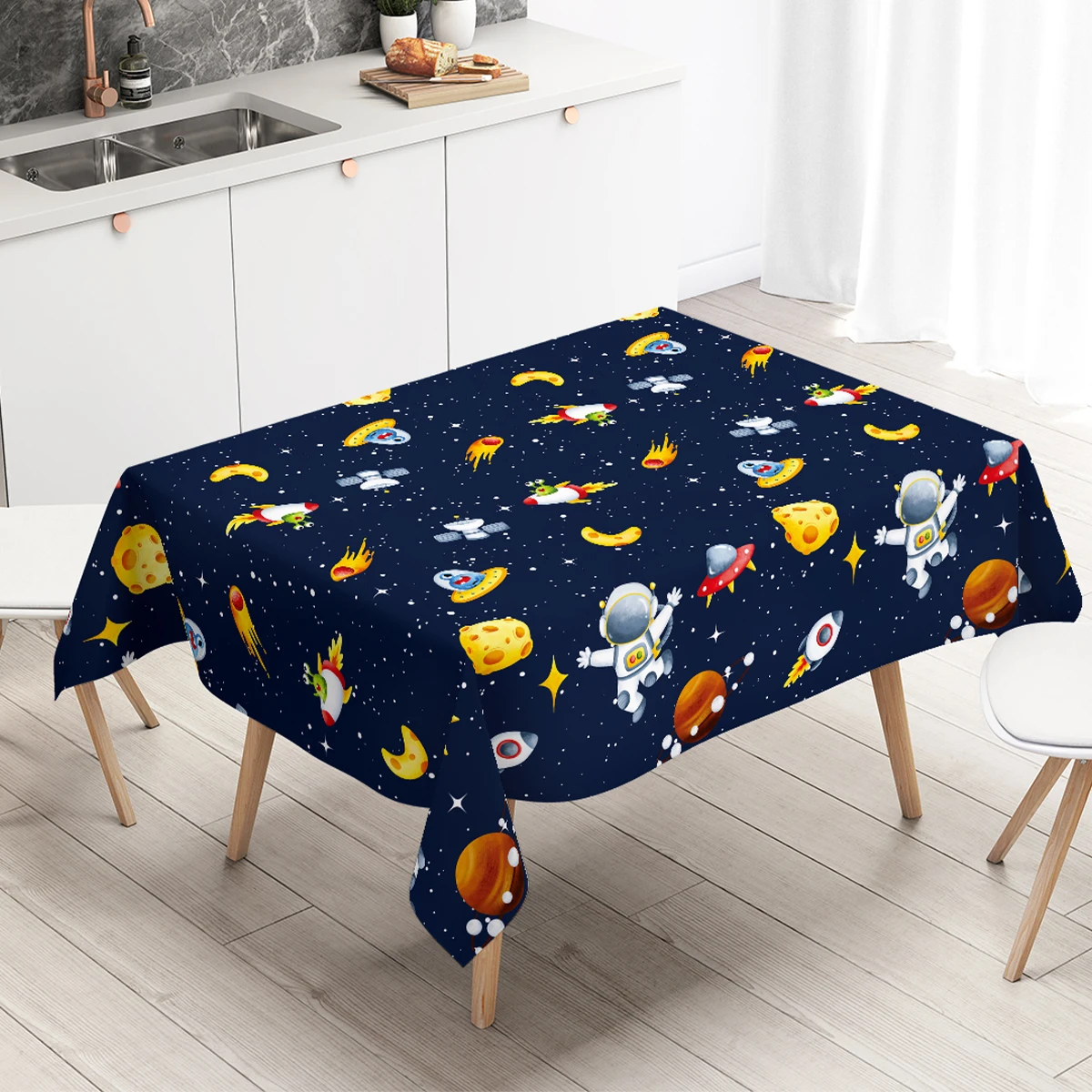 Blue Astronaut Table Cloth Kids Birthday Table Decoration For Home Birthday Blue Galaxy Space Theme Tablecloth Baby Shower Decor