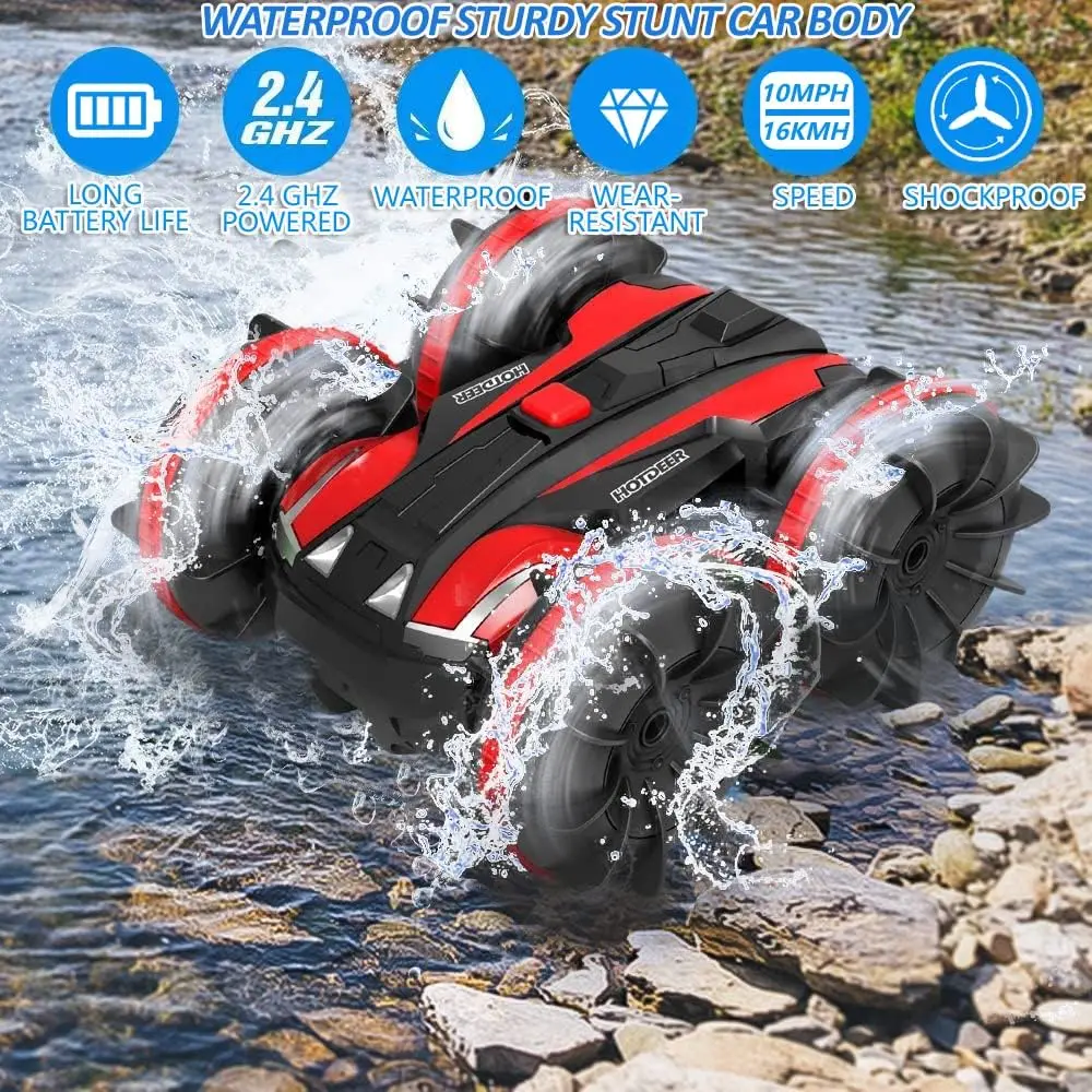 2.4G Amphibious Stunt Remote Control Vehicle Double Sided Tumbling Climbing RC Stunt Car Children's Electric Toy Christmas Gifts