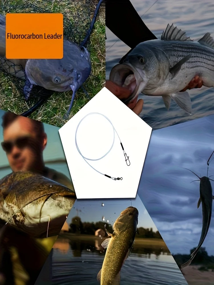 12 SZTUK Fluorocarbonowych Przyponów Wędkarskich, Wyposażonych w Szybkoobrotowy Mechanizm 360 °   Krętliki obrotowe do połowu szczupaka i okonia w wodach słodkich i słonych (7kg15cm 12pcs) — Zdjęcie 2 z 2