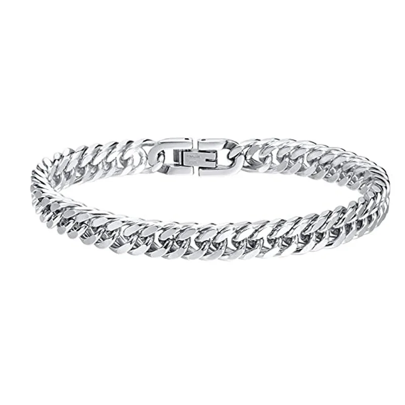 jewelry men bracelet  Cuban Chain Men Bracelet Classic Stainless Steel Width Chain Bracelet For Men Women Jewelry Gift