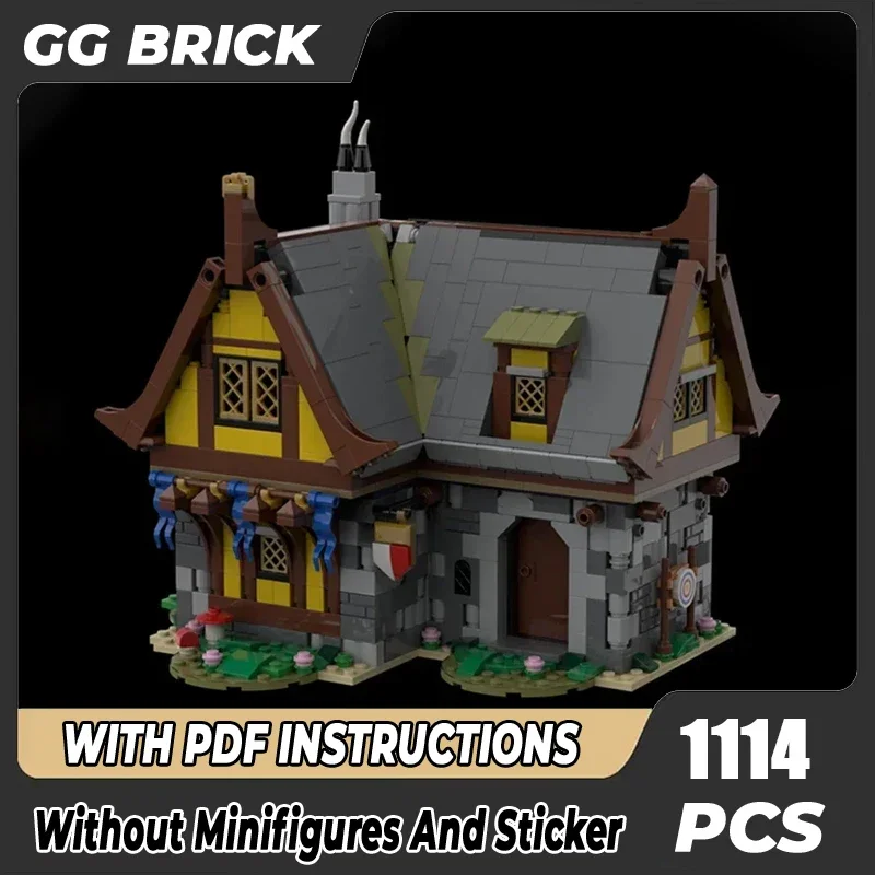 

Moc Building Block Medieval Tavern and Inn Model Technology Brick DIY Assembly Modular City Street View Toy For Kid Child Gift