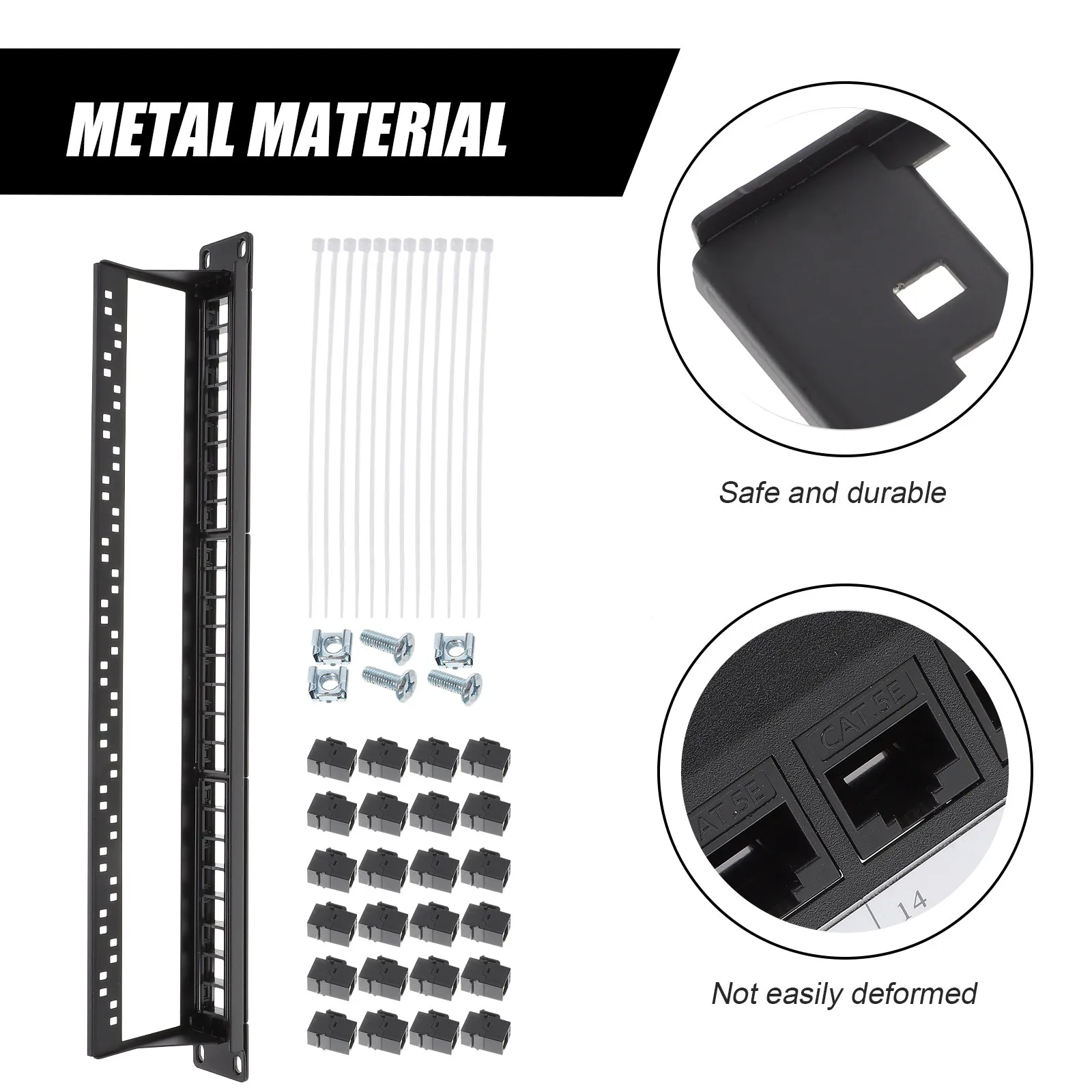 24 Port Network Patch Panel Gold-Plated Contacts Moisture Proof Heat Resistant Rust Proof for Data Center Wiring