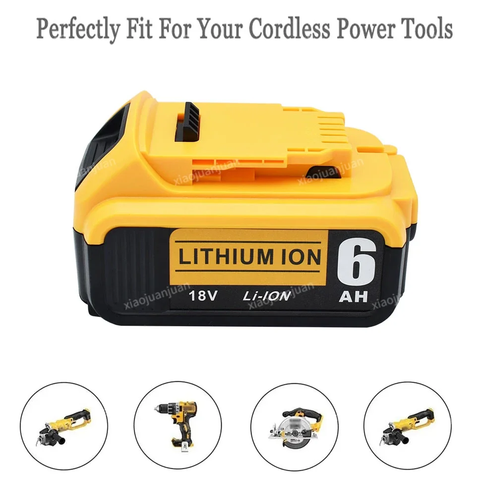 Imagem -04 - Bateria Recarregável das Ferramentas Elétricas com Led Substituição do Li-íon para Dewalt 18 v 20v 6000mah Dcb205 Dcb2042 Dcb206