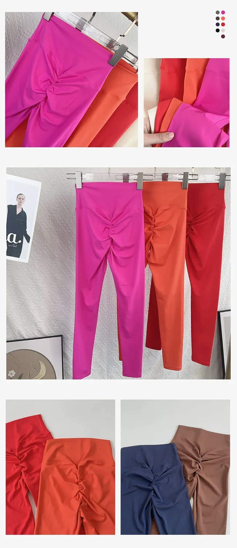 Neue Damen-Yoga-Leggings mit hoher Taille, hoher Elastizität, ohne unschöne Linien, Po-Lifting-Effekt, schlank geschnitten, atmungsaktiv, ideal zum Laufen, Radfahren und für Fitnessaktivitäten. – Detail 8