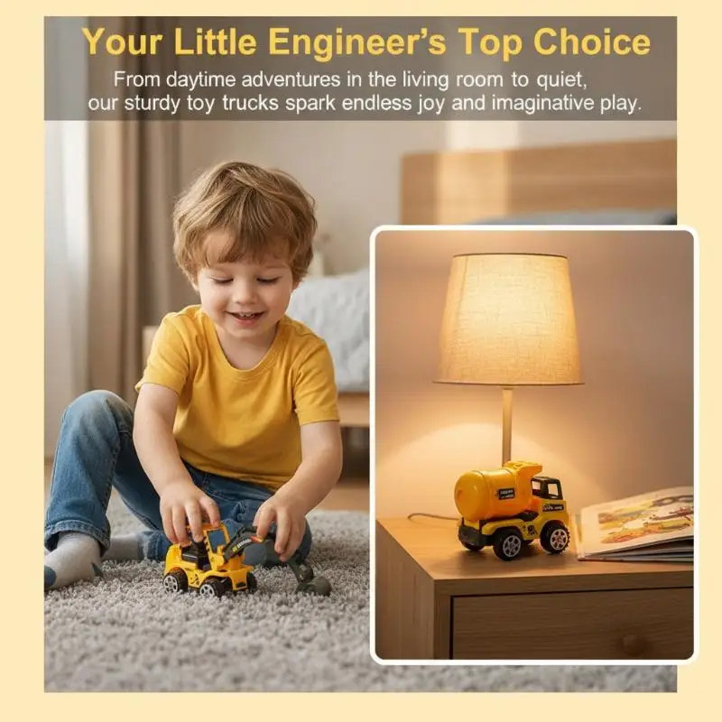 2026 NEW 1PCS Inertial Driving Construction Truck Toy Plastic Mini Excavator Digger Dump Vehicle Indoor Outdoor Kids Play Toy