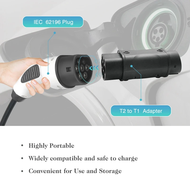 2X SAE Adaptor IEC 62196 2 To J1772 Type 1 Electric Charging EV Vehicle Charger One Side Connector Charing Station 32A