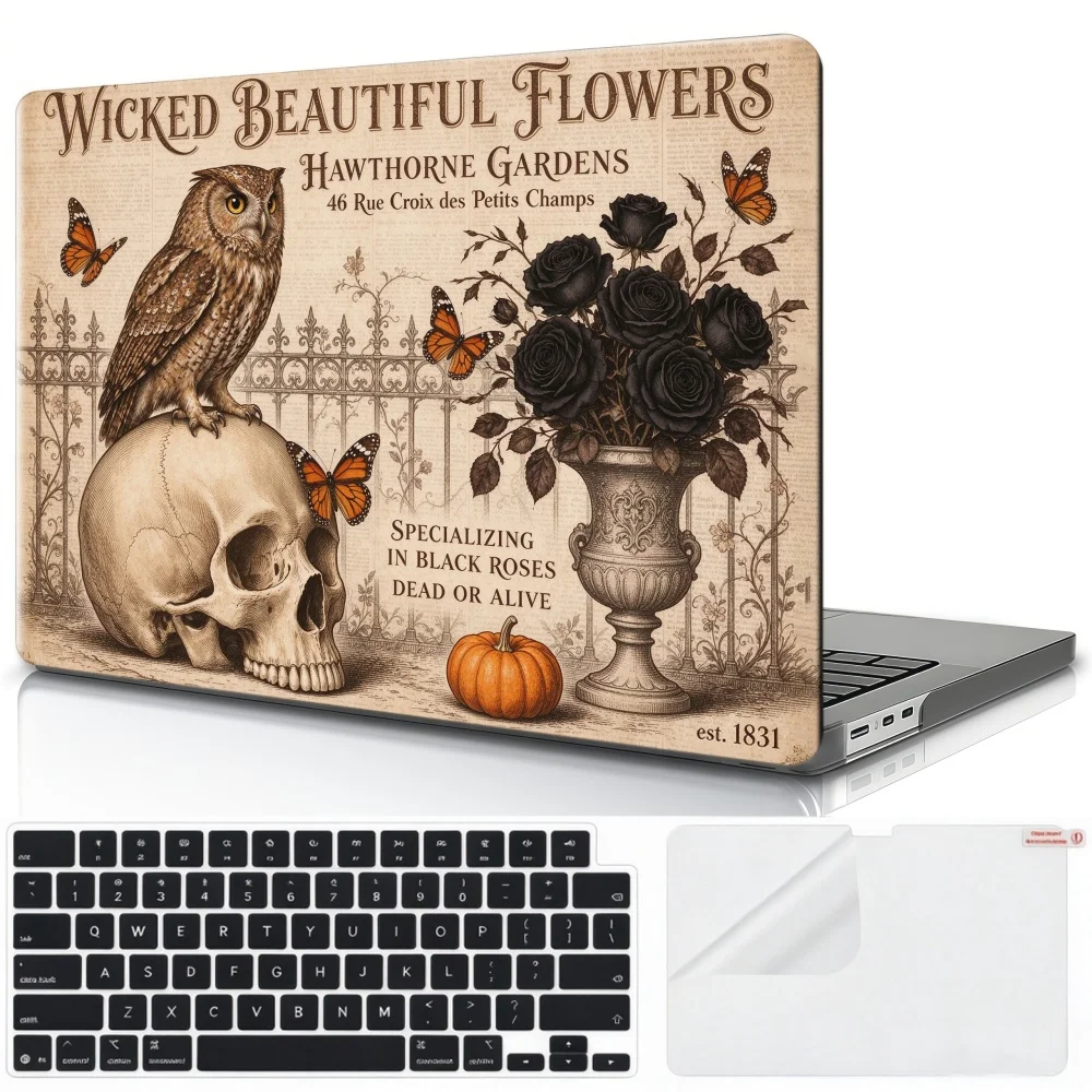 Retro Scary Halloween for MacBook Air 13 inch Case M5 M4 M3 M2 Pro 14/16 Neo case Novelty Premium Pattern Hardshell Laptop Case