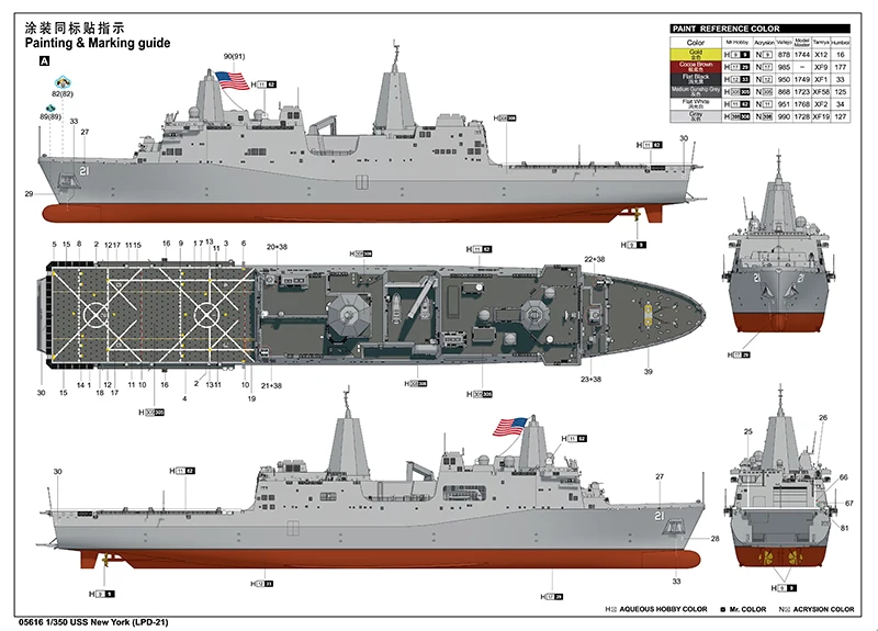 Trumpeter 05616 1/350 Scale USS New York LPD-21 Amphibious Transport Dock Ship Military Assembly Plastic Model Building Kit