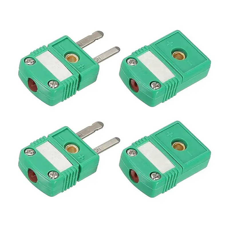 #(Upgraded)2 Set Mini K Type Thermocouple Wire Connectors Male Female Plug Adapter 200°C(392°F) for Thermocouple Sensor Probe Gr