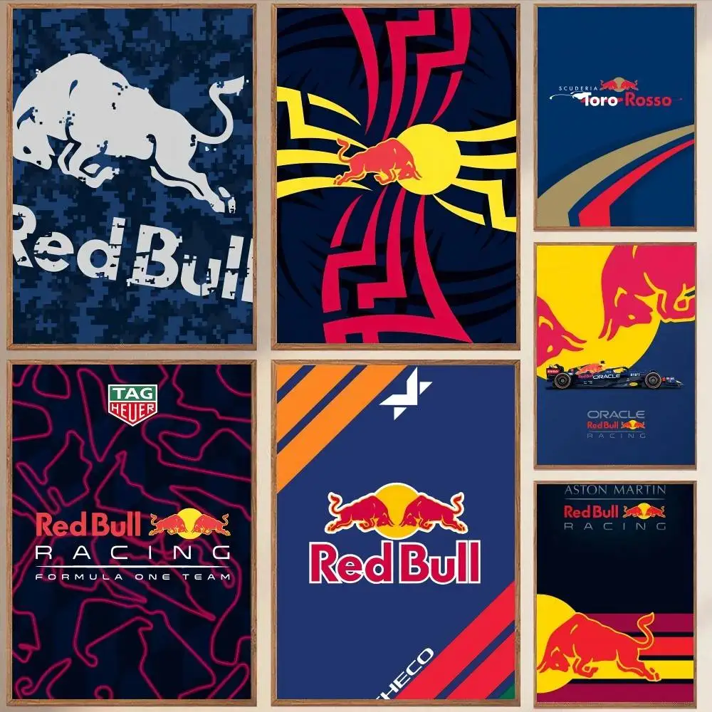 Póster de toro de bebida energética roja, arte autoadhesivo, pegatina de papel impermeable, decoración de pared de habitación, cafetería, Bar, 1 ud.