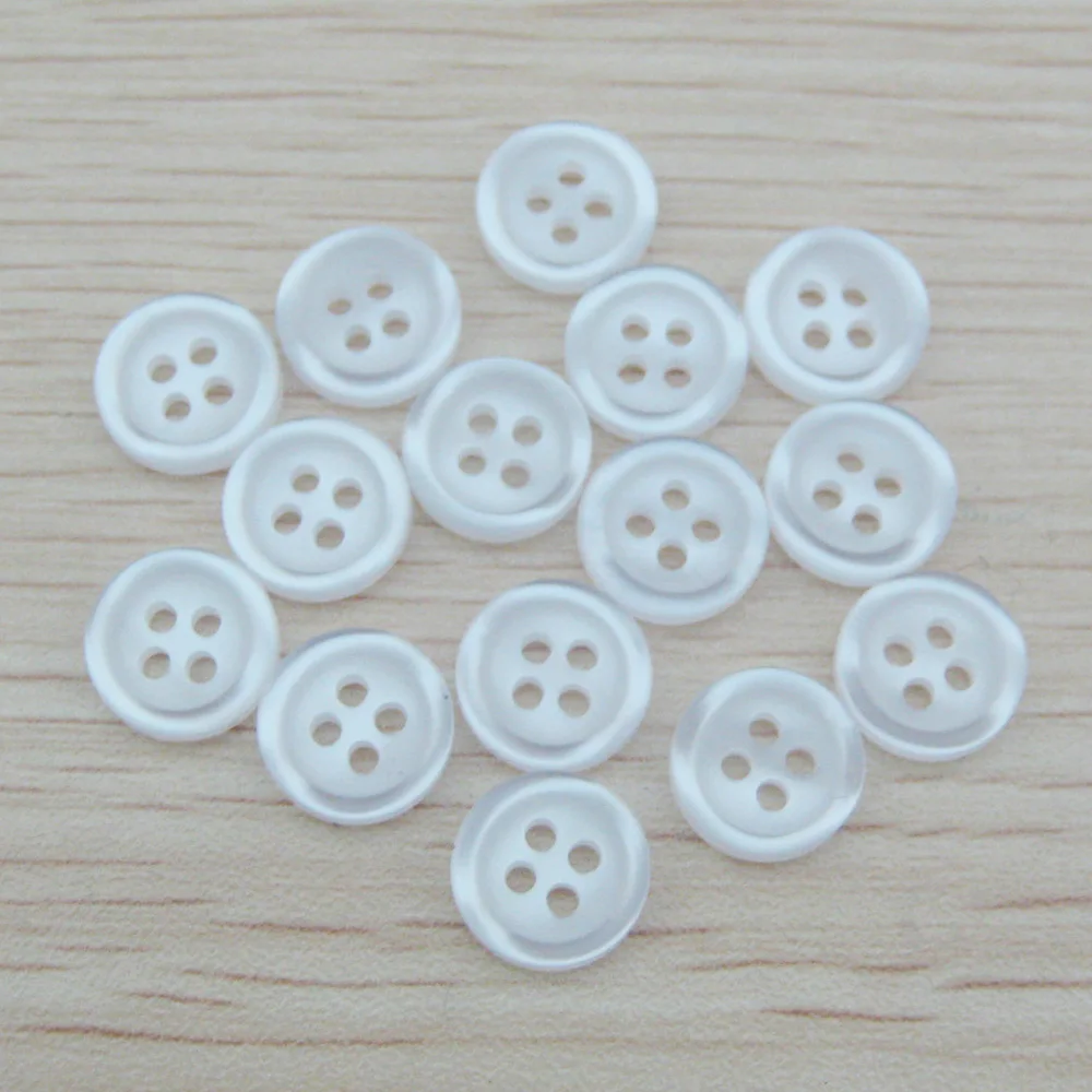 NBNKLA 50Pcs Clear Color 10MM Round Shirt Buttons 4 Holes DIY Sewing Clothes Accessory