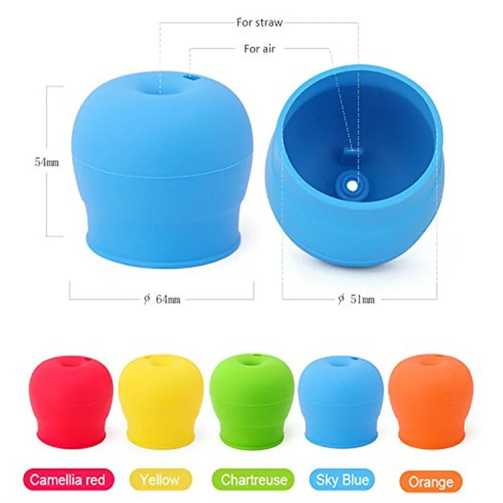 Color Silicone Sippy Cup Lids Straw Spill Proof Cup Cover for Water Bottle Mason Jar Baby Toddler BPA Free 10pcs/lot DEC415
