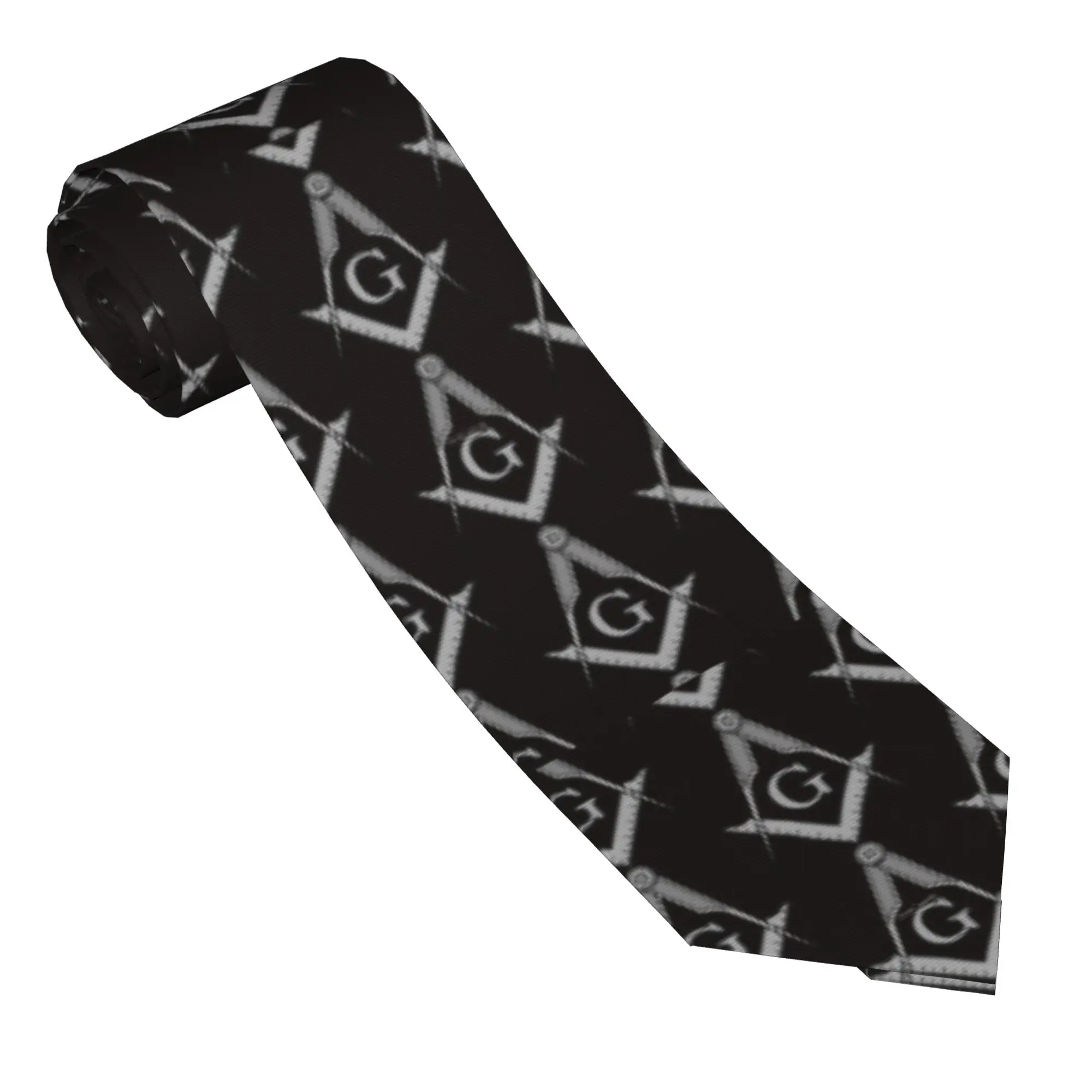 Masonic Freemason Symbol Tie Freemasonry Business Neck Ties Male Novelty Casual Necktie Accessories Quality Printed Collar Tie