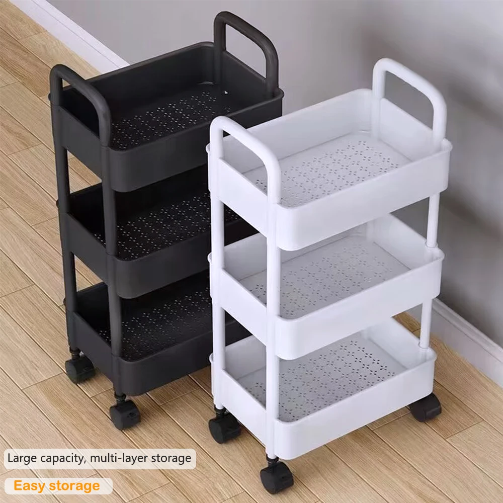 

3/4 Tier Rolling Storage Cart High Capacity Storage Shelf Movable Gap Storage Rack Kitchen Bathroom And Livingroom Organizer