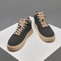 Men's Trendy Skateboarding Shoes Fashionable Black Casual Sports Shoes Outdoor Lace Up Flat Sports Training Shoes Walking Boots