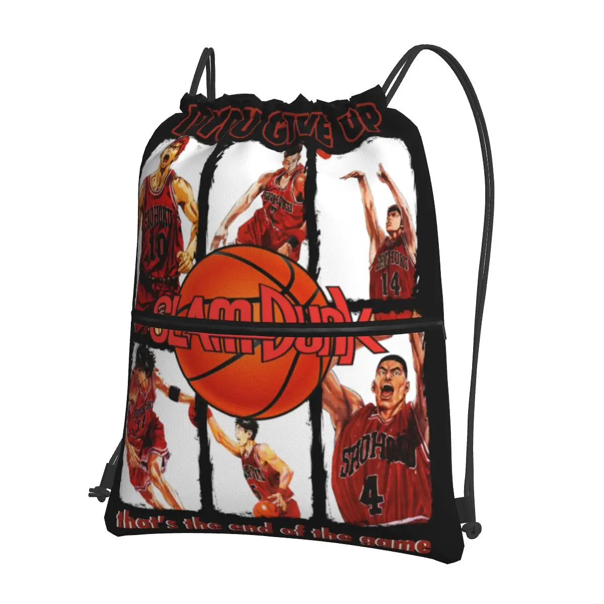 Slam Dunk Bootleg Vintage Trekkoord Rugzak Met Rits Sporttas Japan Basketball Anime Omkeerbare String Sackpack