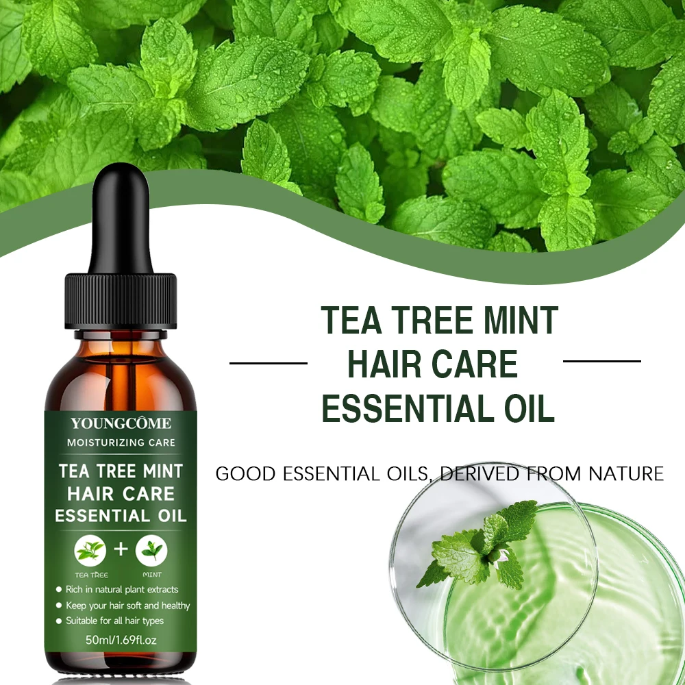 YOUNGCOME Aceite esencial para el cuidado del cabello con árbol de té y menta pimienta: tratamiento nutritivo y hidratante natural para todo tipo de cabello 2025