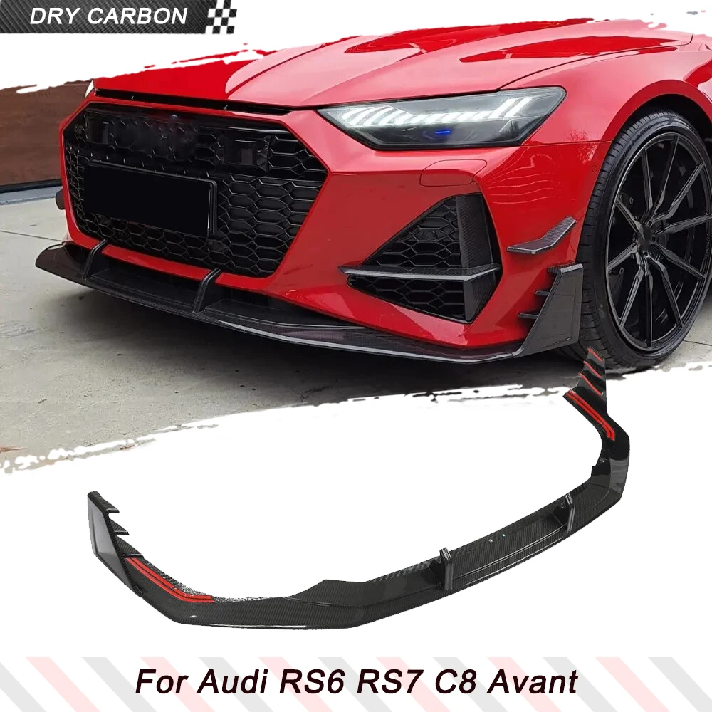 

Dry Carbon Fiber Front Bumper Lip Splitters for Audi RS7 C8 Hatchback 2020 - 2022 Front Bumper Lip Spoiler Splitters Guard