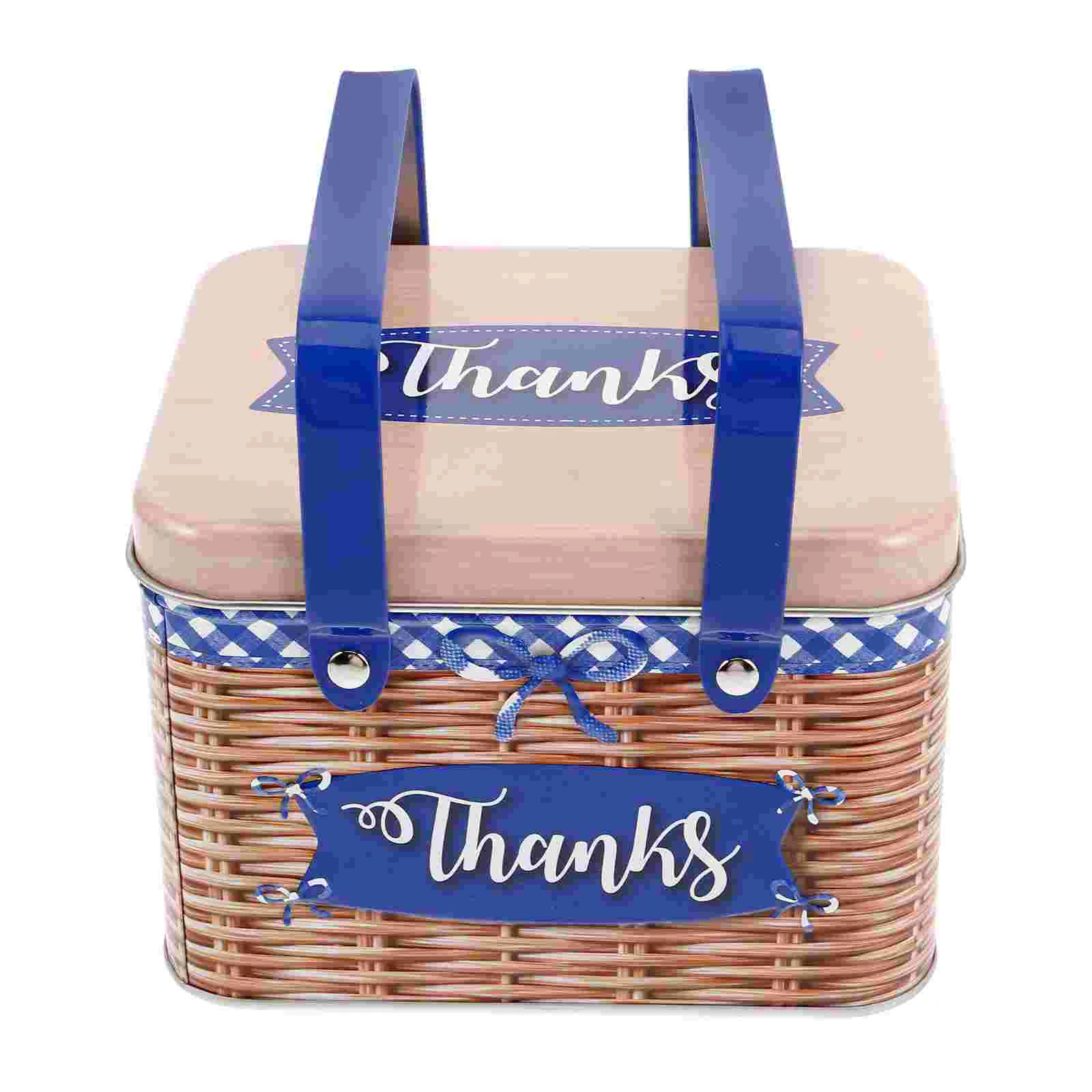 

Container Biscuit Box Cookie Decorating Handles Iron Storage Jars Handheld Metal