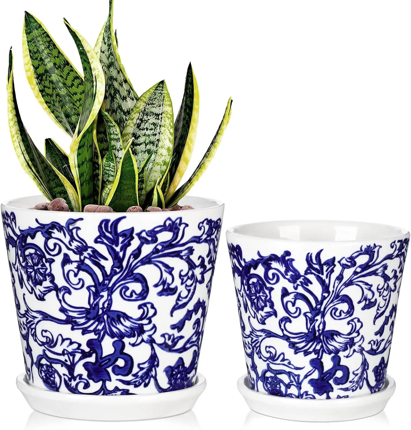 

Сине-белые керамические кашпо с дренажем, набор для дома и улицы, для суккулентов, кактусов, цветов