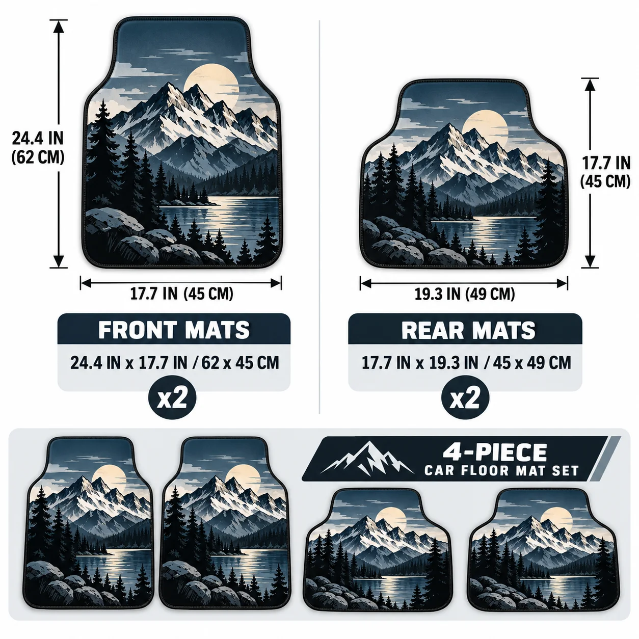 Personalized Car Mats 4 Piece Set Custom Car Floor Mats Polyester Non Slip Front Rear Auto Interior Set for Universal Vehicle
