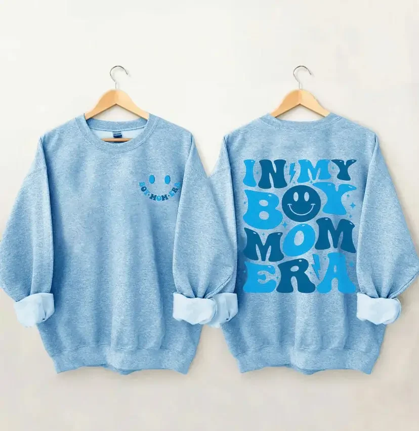 In My Boy Mom Era Slogan Female Sweatshirt 2024 New Fashion Duplex Printing Mother's Day Sweater Casual Stylish Women Tops