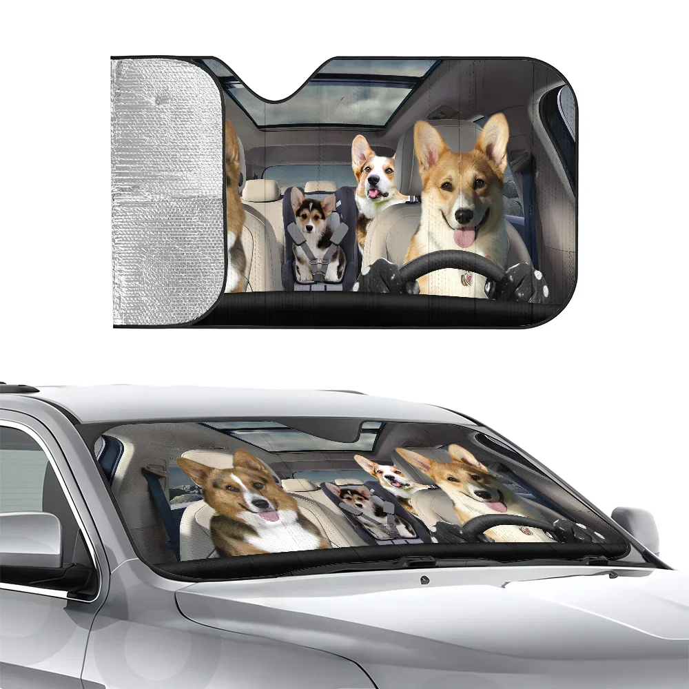 

Корги вождение животное автомобиль Sunsha теплоизоляционная алюминиевая пленка лобовое стекло солнцезащитные блоки УФ-лучи автомобильный солнцезащитный козырек