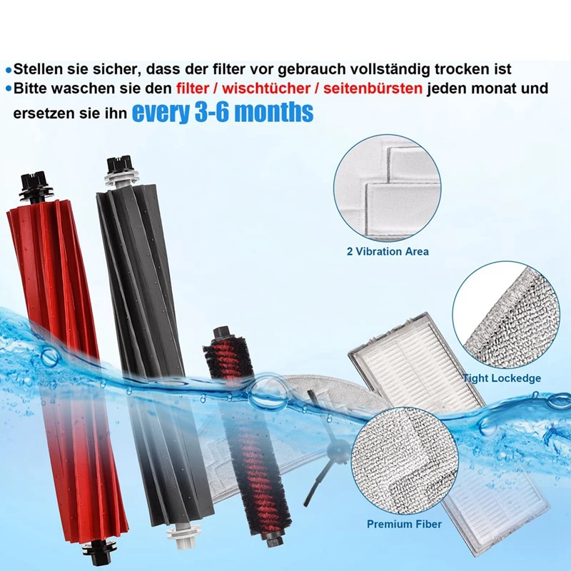 روبوروك-فرشاة رئيسية مزدوجة لمكنسة S8 برو الترا ، فرشاة جانبية ، فلتر هيبا ، أقمشة ممسحة ، قطع غيار ، ملحقات