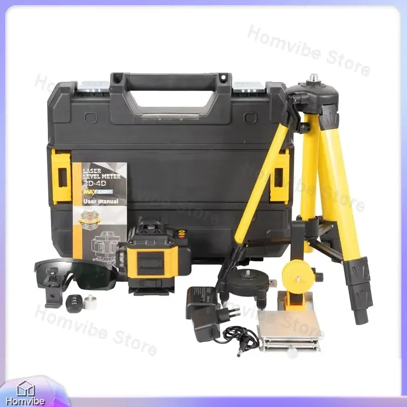 4D All-Round Wall Laser Level 16-Line Self-Leveling 360° Green Rotating Laser Level for Construction Home Improvement