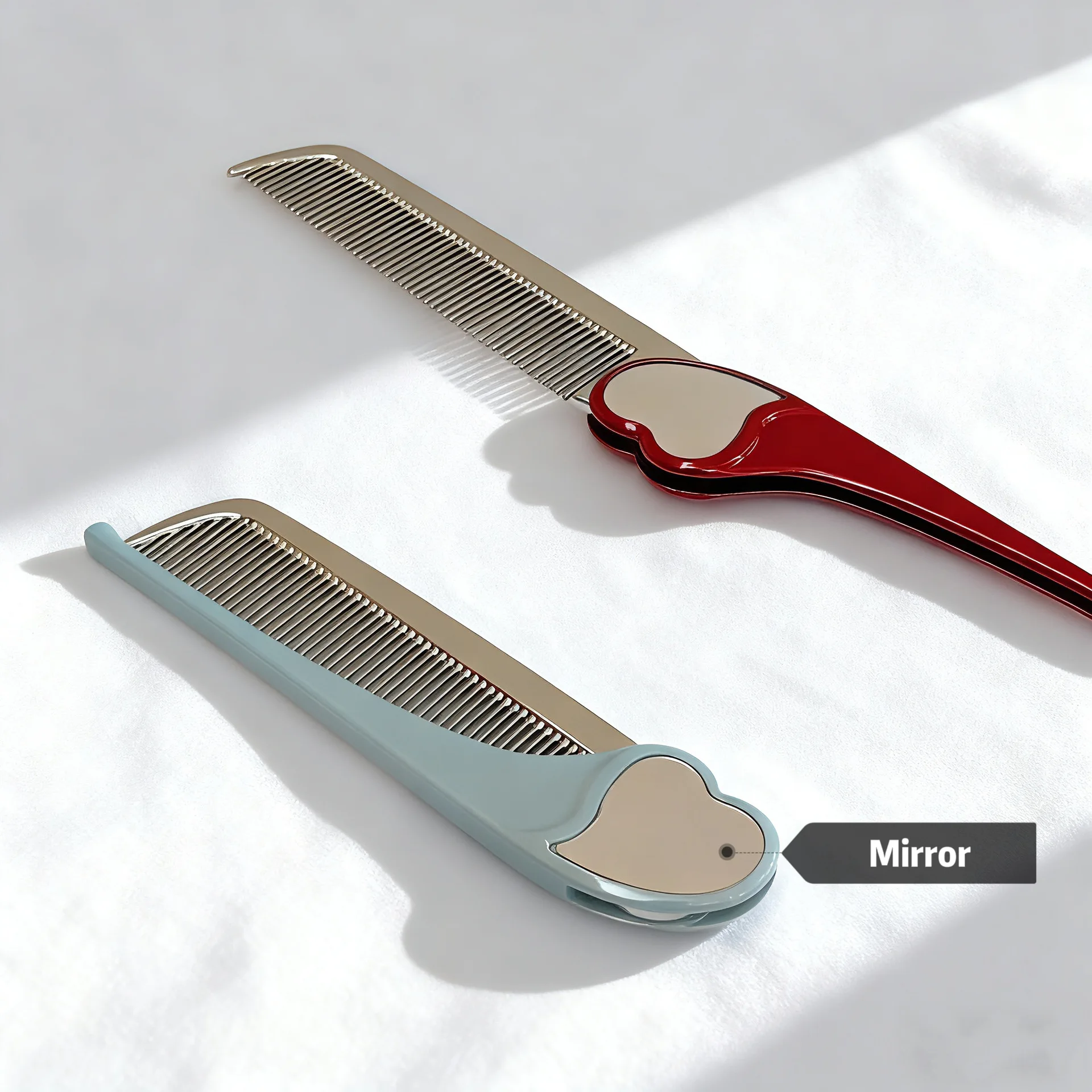 

Расческа Love, портативная складная расческа, женское мини-зеркало с гладкими волосами, встроенная дорожная расческа, ручное зеркало для макияжа