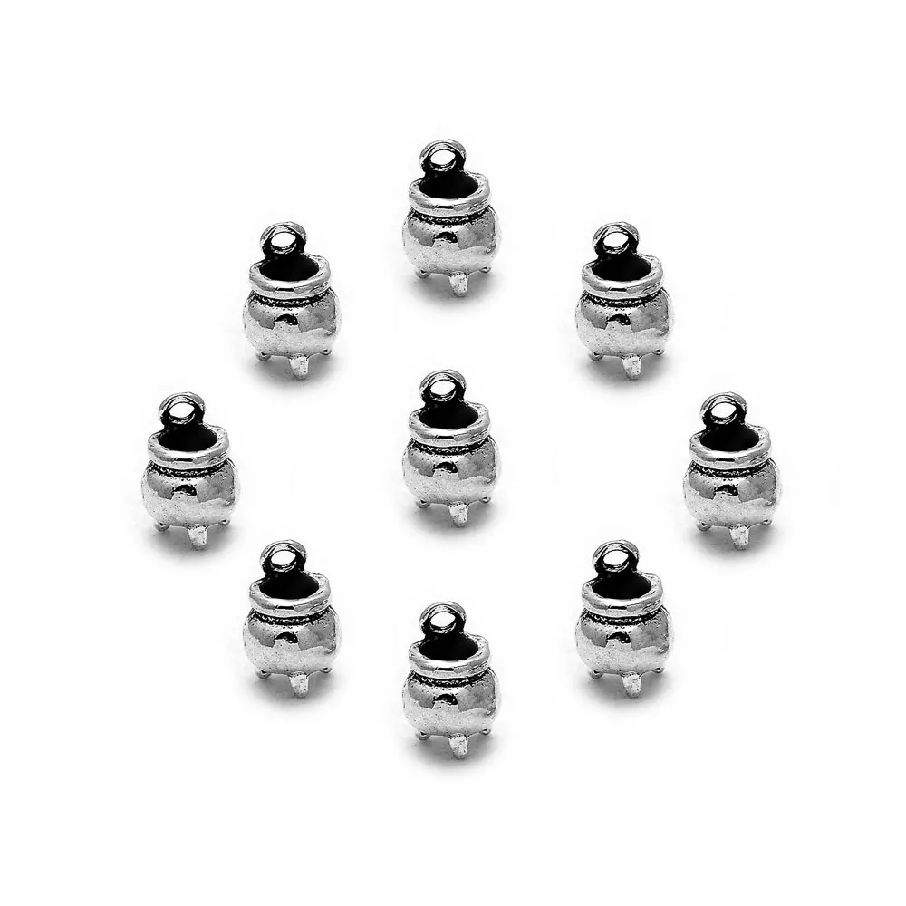 20pcs/lot--12x9mm 3D Witch Cauldron Charms Halloween Pendants For DIY Supplies Jewelry Making Accessories