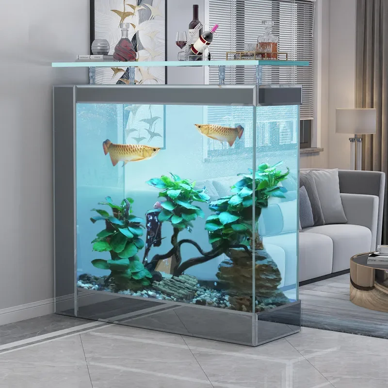 Goldfish tank living room large and medium-sized floor-to-ceiling household simple modern aquarium embedded screen free