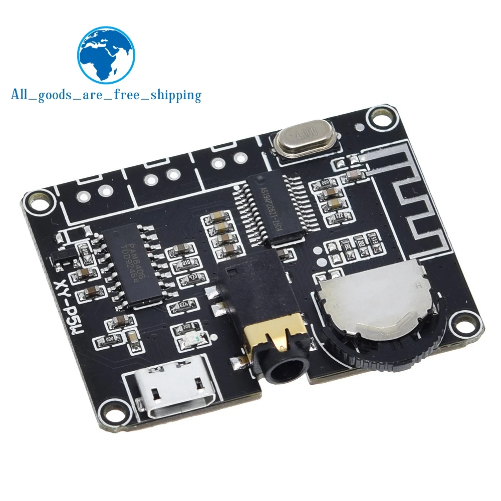 TZT 5W+5W PAM8406 Bluetooth 5.0 DC3.7-5V stereo audio power amplifier module  XY-P5W for Arduino diy kit