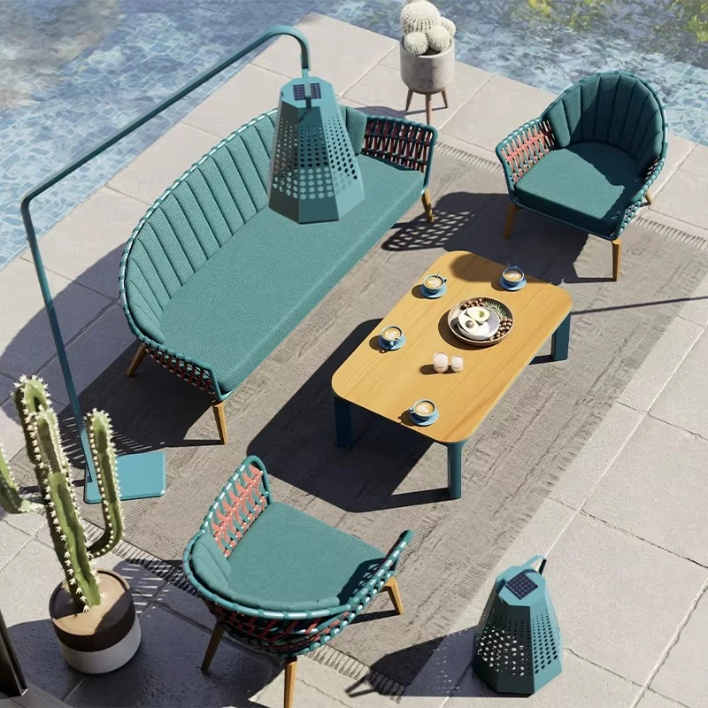 Embrace High End Outdoor Lounge Furniture Aluminum Garden Seating Sofa Luxury Waterproof Patio Sofa Furniture Set