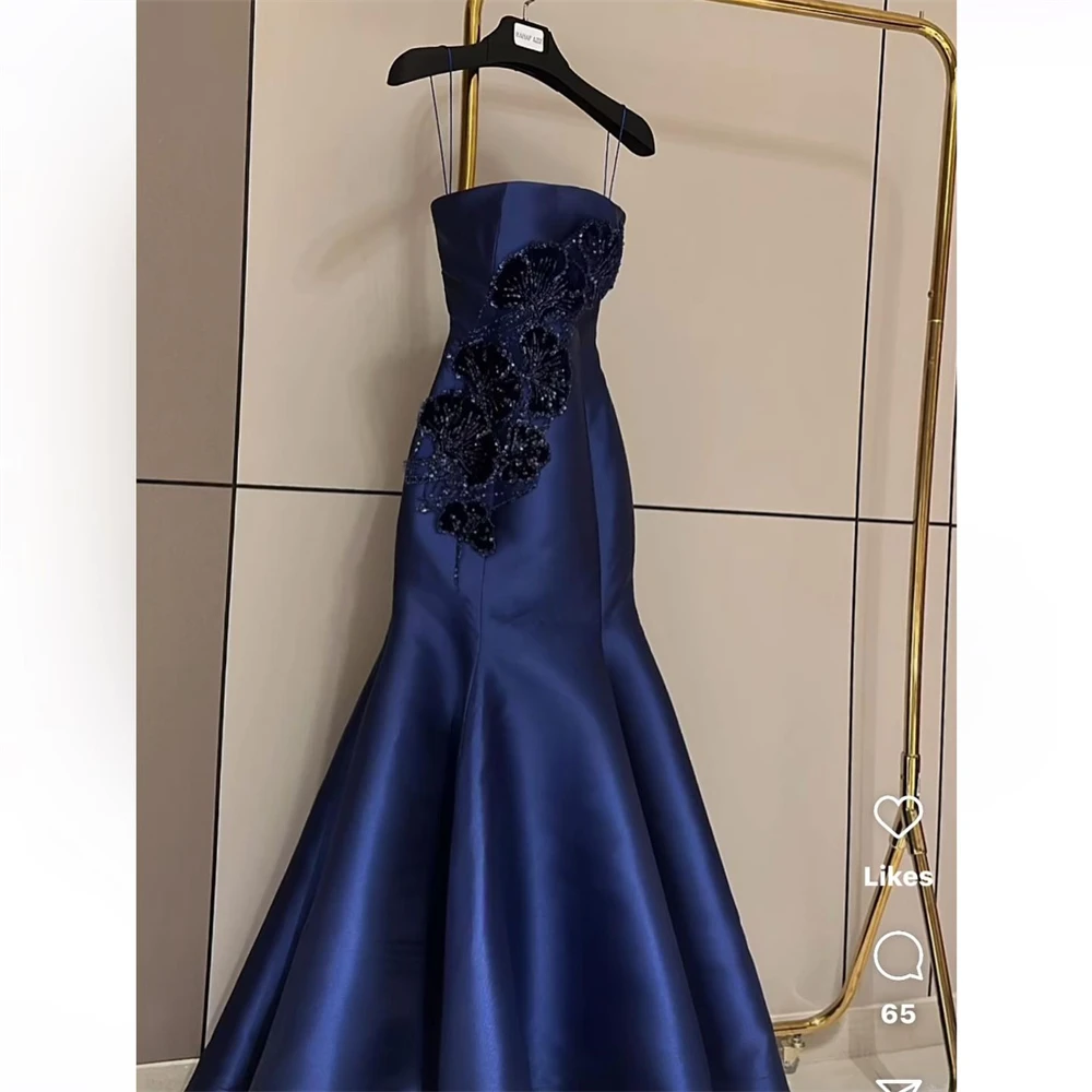 Customized Formal Dress Evening Saudi Arabia Strapless A-line Floor Length Sequin Sleeveless Bespoke Occasion Dresses Prom Gown