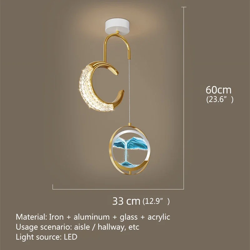 ANITA Contemporary Gold Pendant Lights LED Creative Hourglass Hanging Lamp for Home Aisle Decor Fixtures